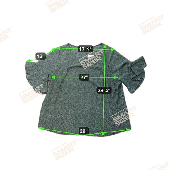 New LIZ CLAIBORNE Back White Polkadot Blouse‎ Ruffle Flutter Sleeve Plus Size 2X - Picture 9 of 10